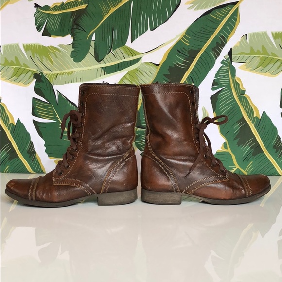 Steve Madden Troopa | Brown Leather Combat Boots - Picture 6 of 8